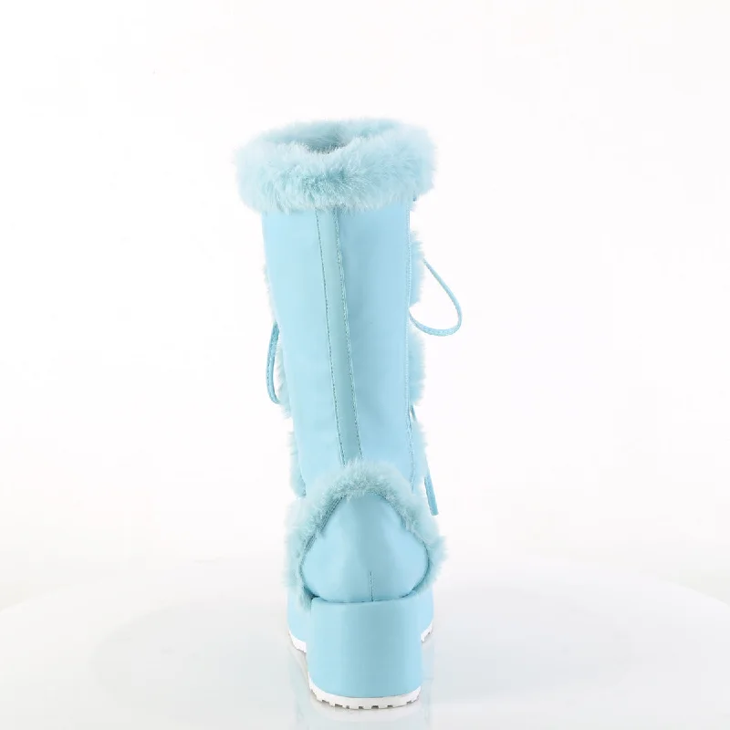 Furry Comfy Blue Platform Boots