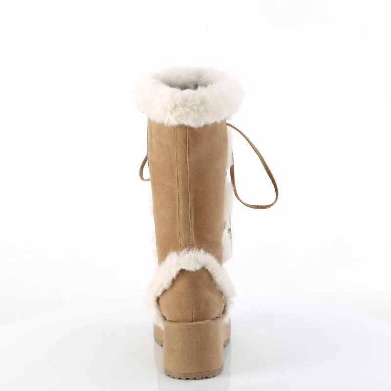 Furry Comfy Camel Platform Boots