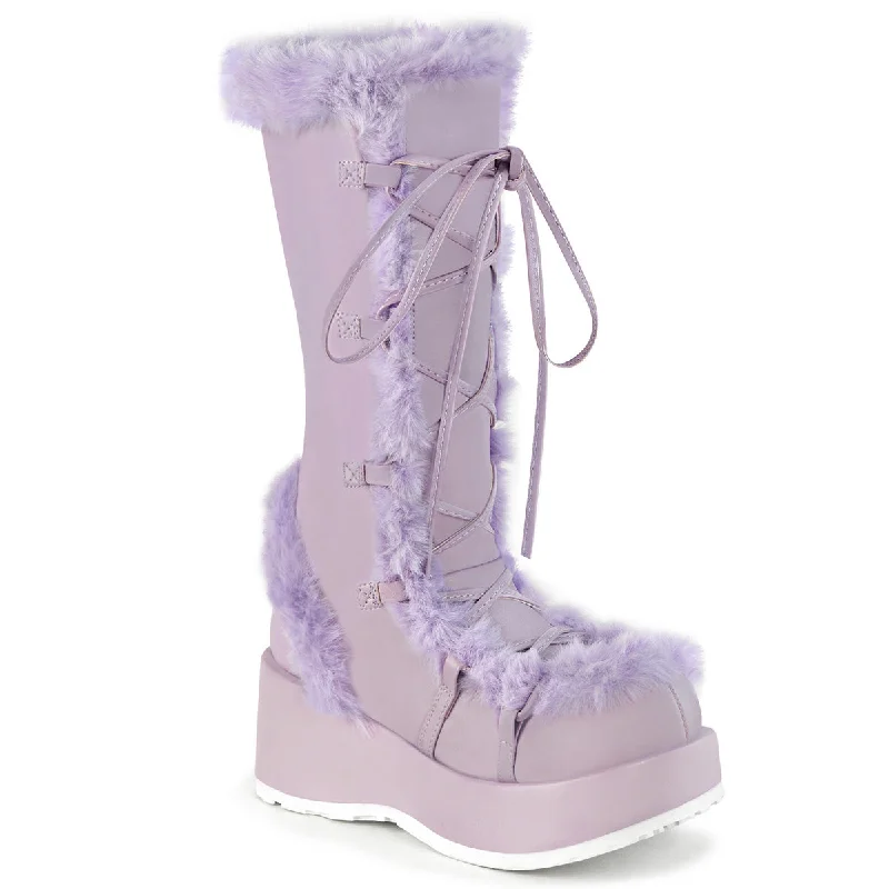 Furry Comfy Lavender Platform Boots