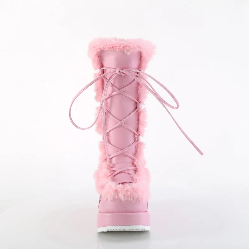 Furry Comfy Pink Platform Boots