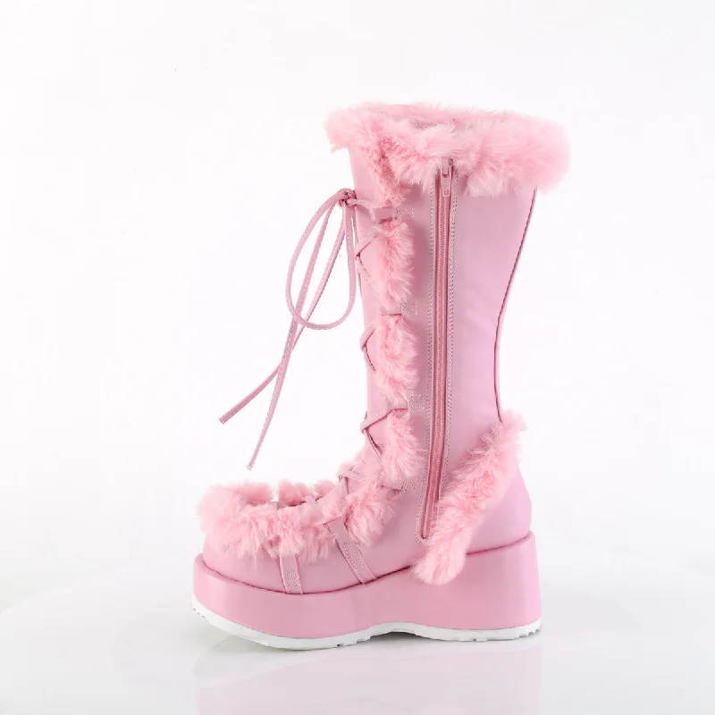 Furry Comfy Pink Platform Boots