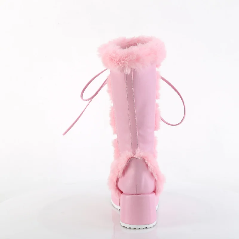 Furry Comfy Pink Platform Boots