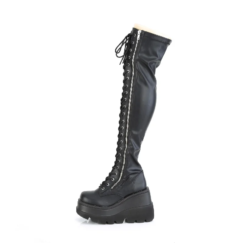 CyberPunk 2078 Platform Boots Black PU