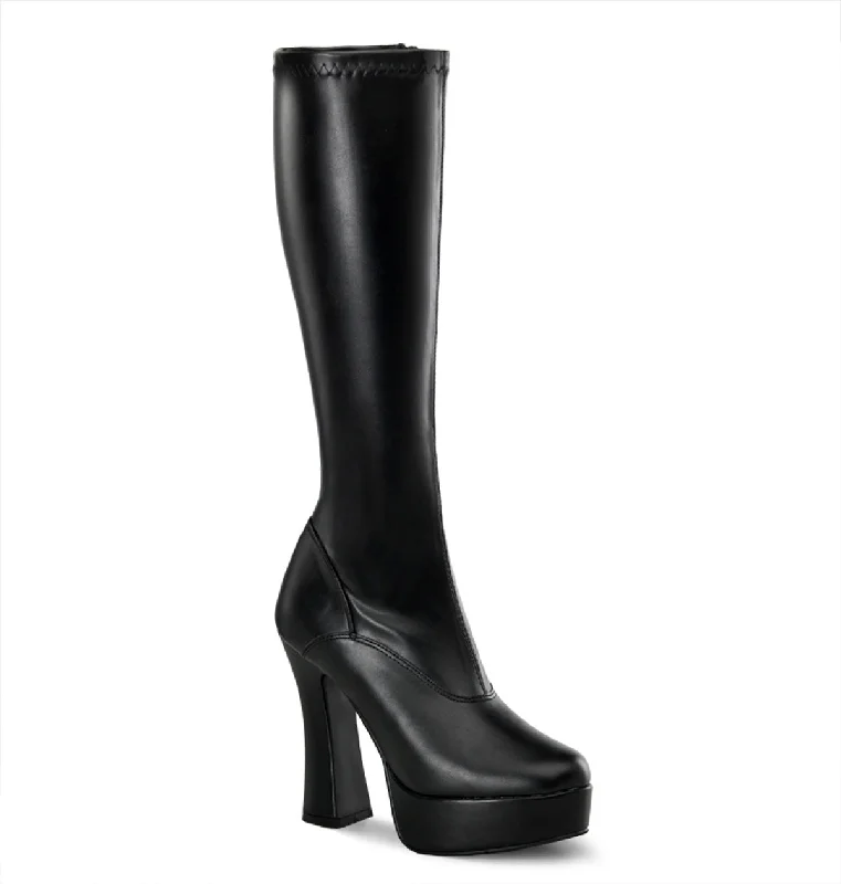 Electra Knee High Platform Boots Black PU