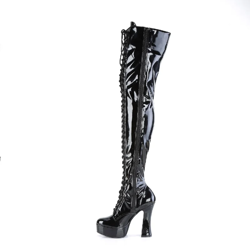 Chunky Heel Platform Thigh High Boots (Pleaser Electra-3023)