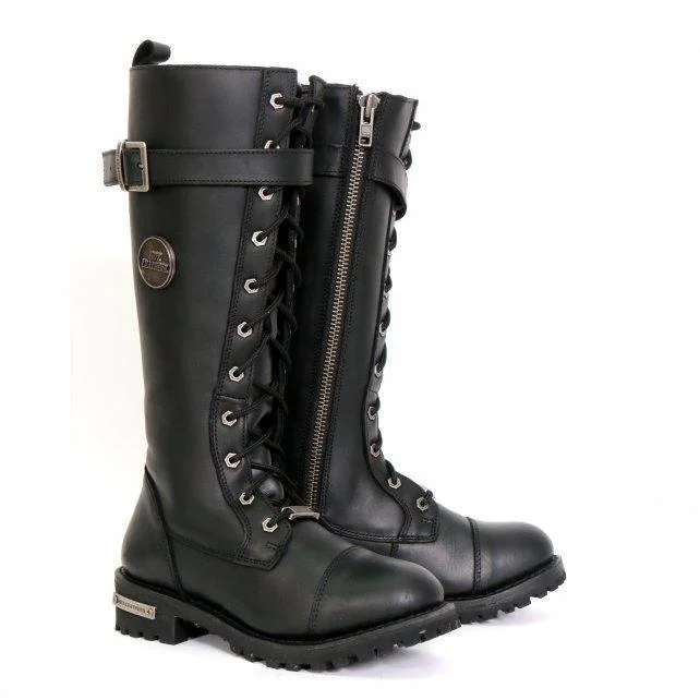 Hot Leathers BTL1005 Ladies 14-inch Black Knee-High Leather Boots with Side Zipper Entry