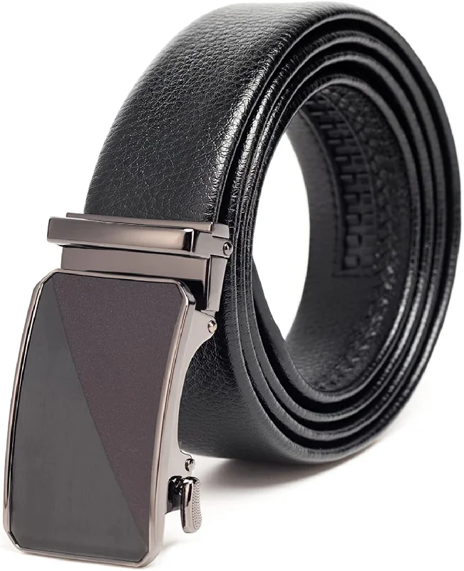 IndPon Mens Belt 100% Leather Ratchet, Casual Golf Belt, Dress Belt with Automatic Buckle, 1.4"" Wide Adjustable Slide