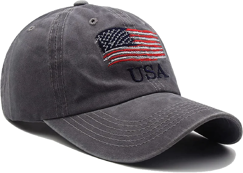 Men'S American-Flag Baseball-Cap Embroidery - Washed Adjustable USA Dad Hat for Women