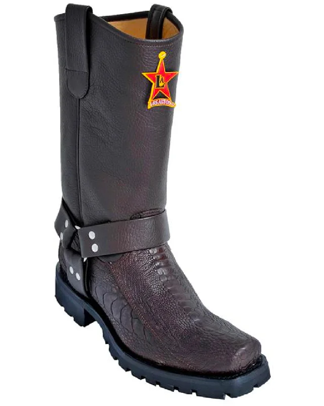 Men's Ostrich Leg Biker Boots