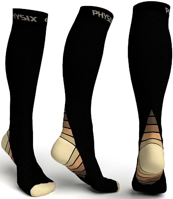 Physix Gear Sport Compression Socks for Men & Women 20-30 mmhg - Athletic Fit (1 Pair)