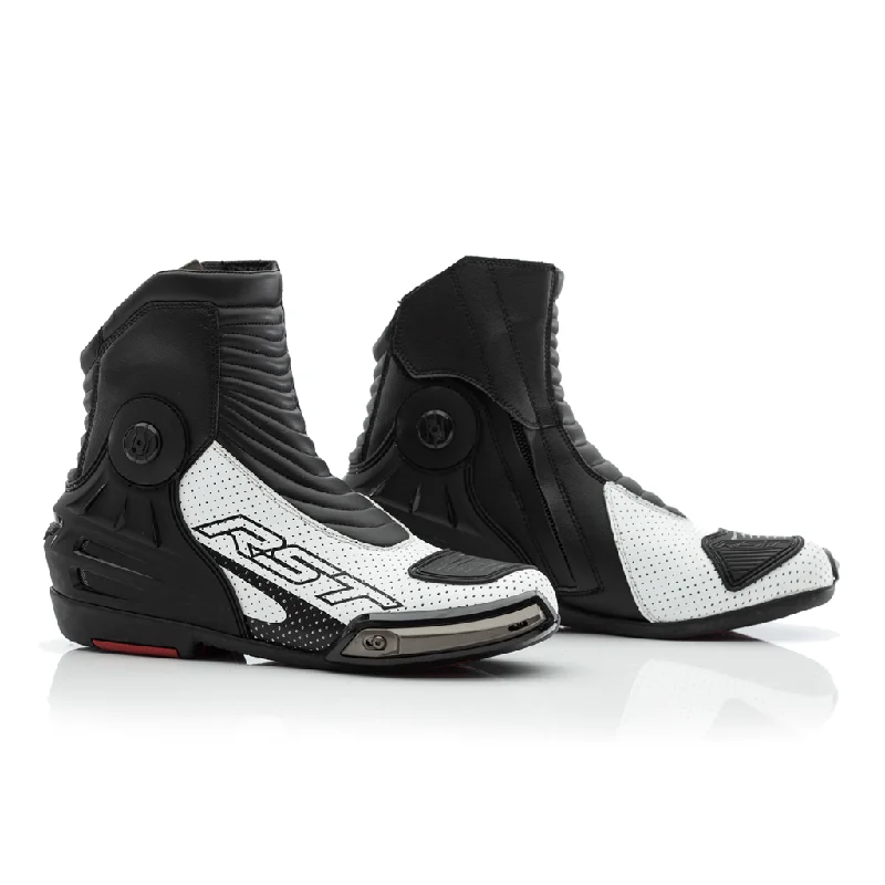 RST Tractech Evo 3 Short Leather Boots - Black / White