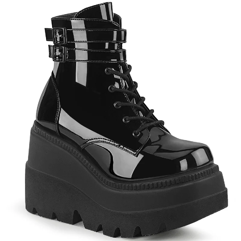 Wedge Platform Black PA Boots (Demonia Shaker-52)