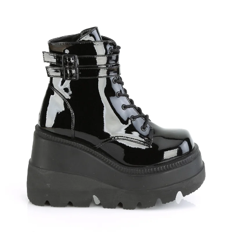 Wedge Platform Black PA Boots (Demonia Shaker-52)