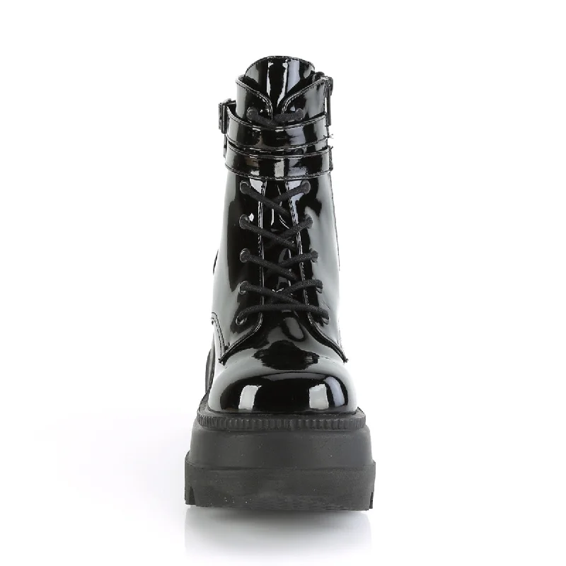 Wedge Platform Black PA Boots (Demonia Shaker-52)