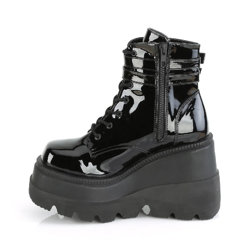 Wedge Platform Black PA Boots (Demonia Shaker-52)