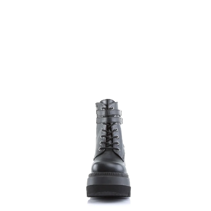 Shaker-52 Wedge Platform Black PU Boots