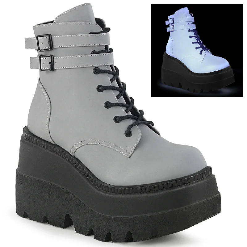 Shaker-52 Wedge Platform Boots Grey Reflective