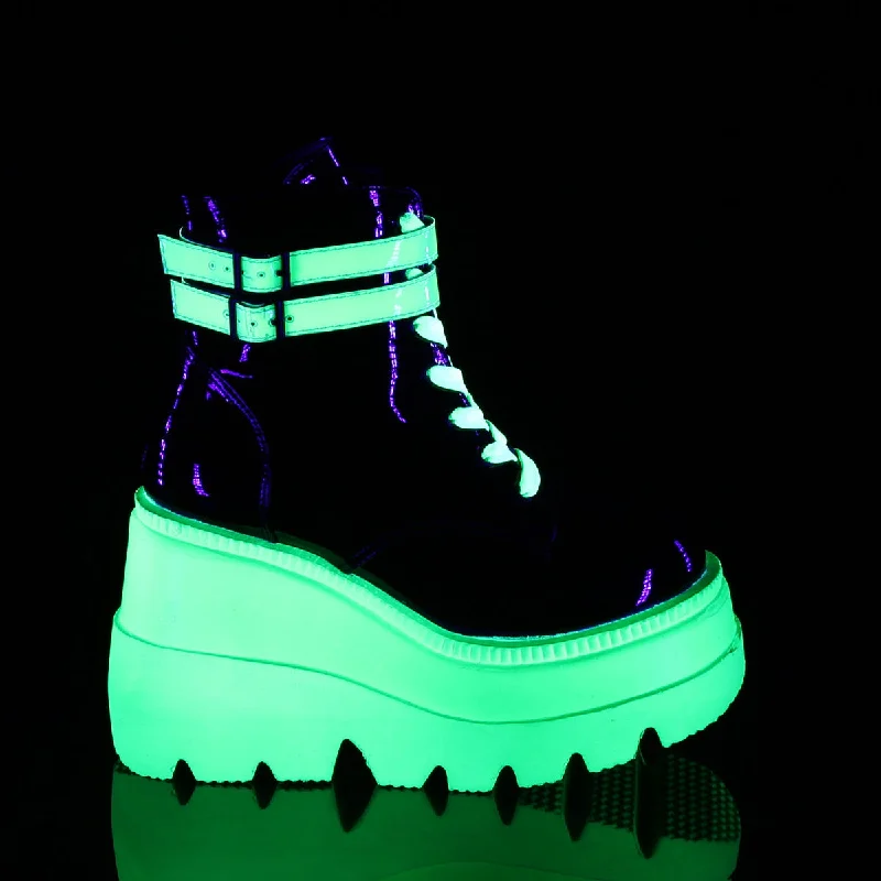 Shaker-52 Wedge Platform UV Neon Green Boots