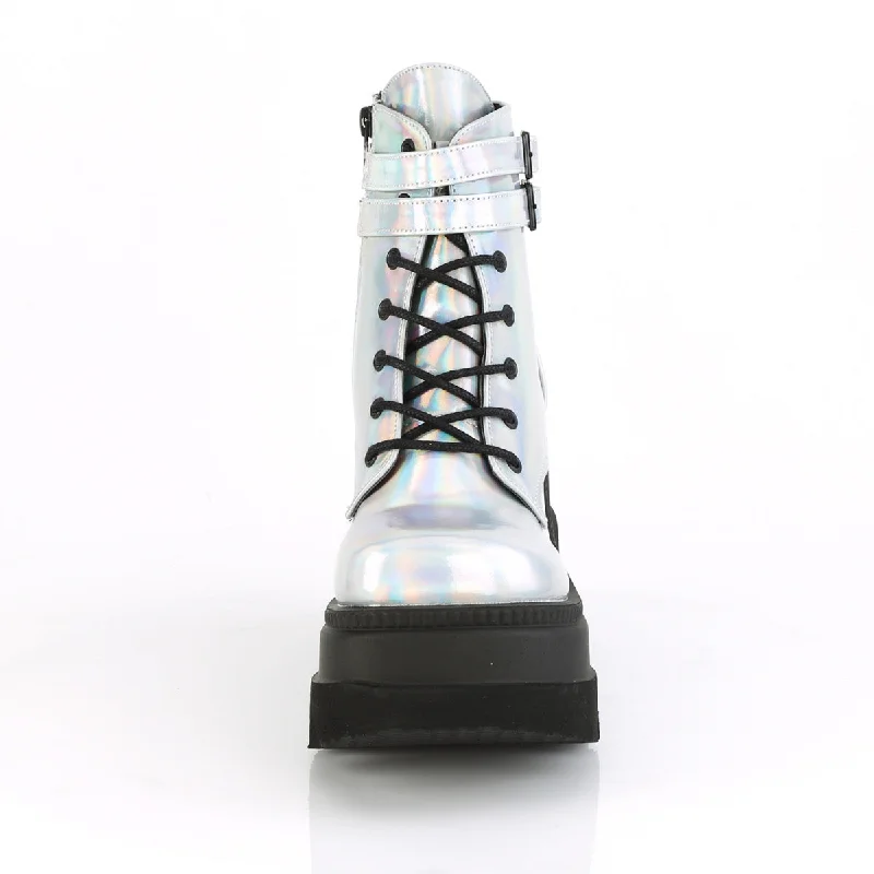 Shaker-52 Wedge Platform Silver Hologram Boots