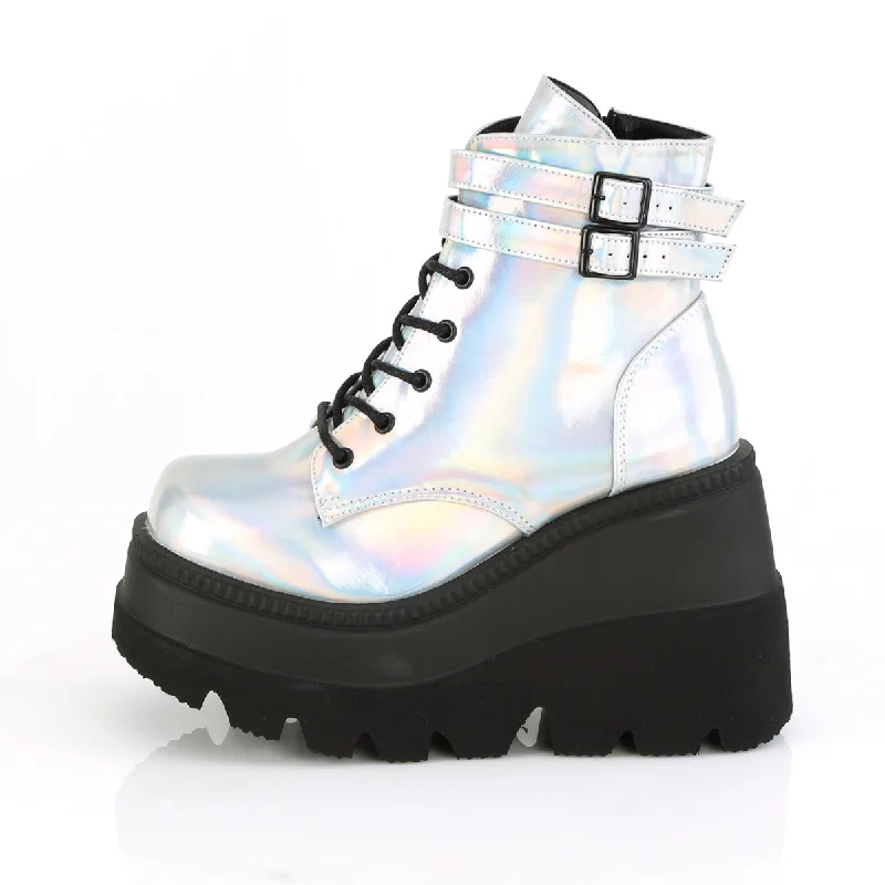 Shaker-52 Wedge Platform Silver Hologram Boots