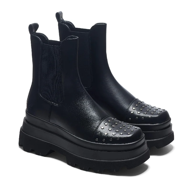 Silence Studded Trident Chelsea Boots - Black