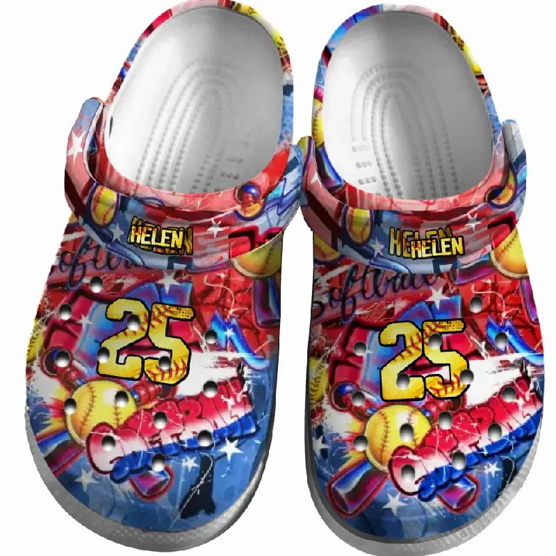 Softball Clogs Graffiti Art 02 Personalized Sport Gift