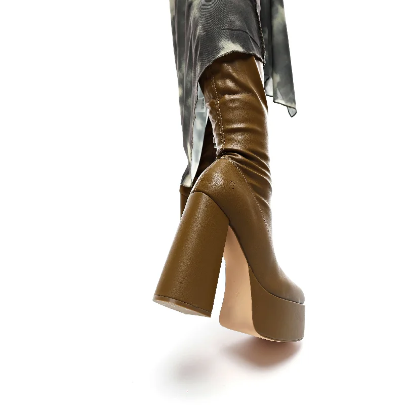 The Redemption Stretch Thigh High Boots - Khaki