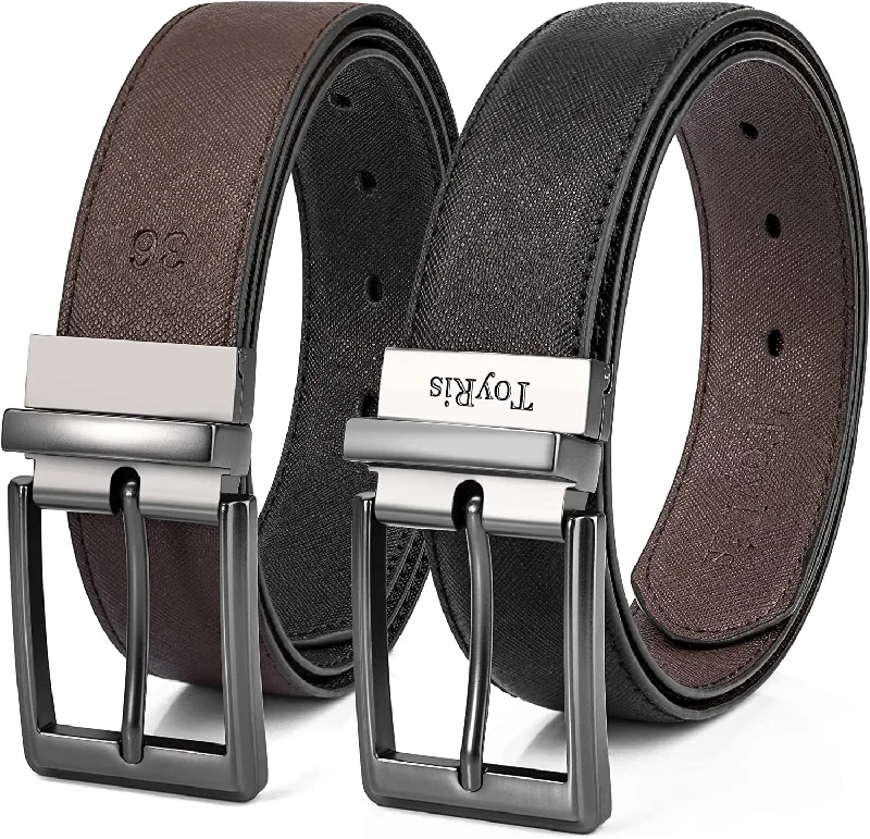 100% Leather Reversible Belt Men'S Belt 1 3/8"" Wide Classic Buckle Genuine Leather Belts