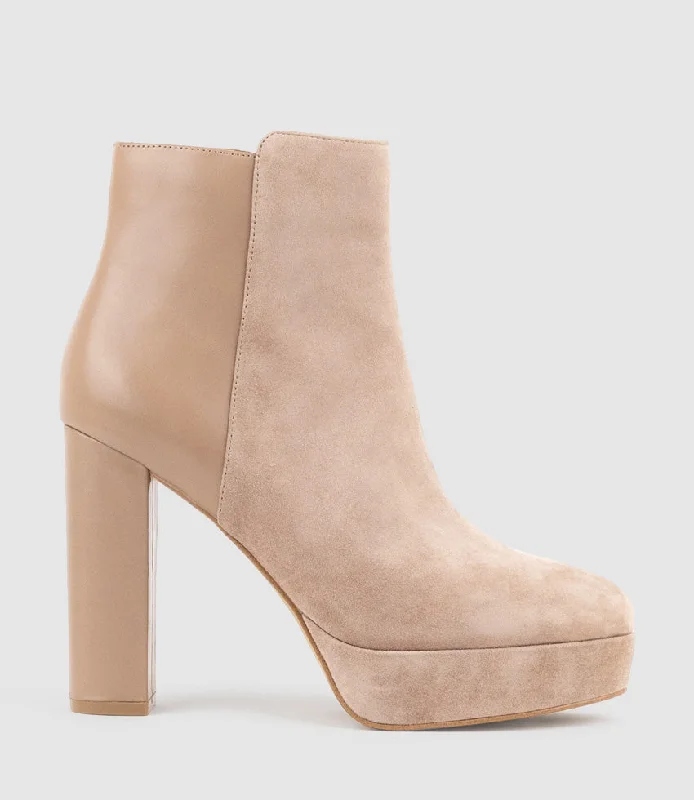 ULIAS110 Half N Half Platform Boot in Nude Calf