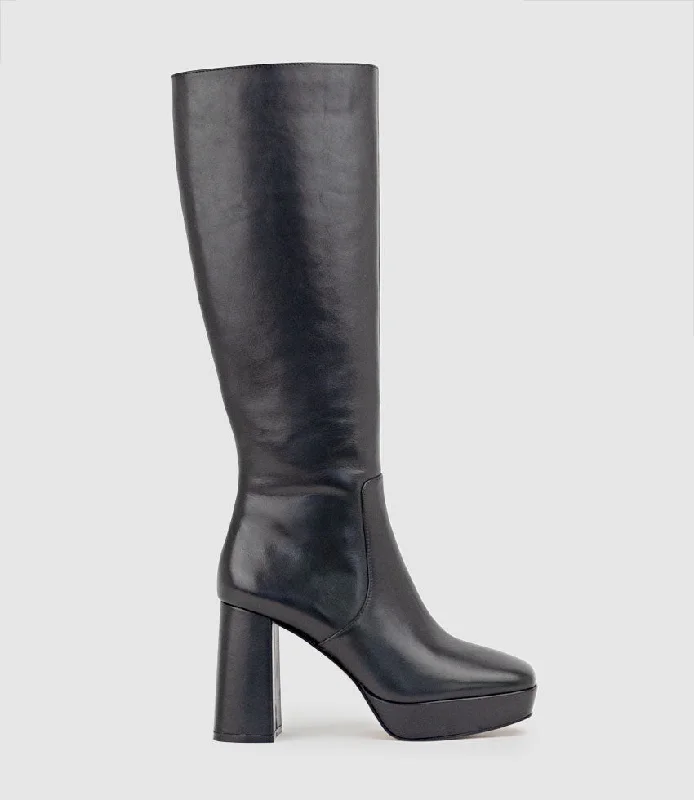 UMA95 Platform Knee High Boot in Black