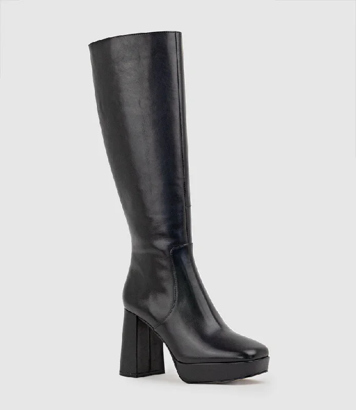 UMA95 Platform Knee High Boot in Black