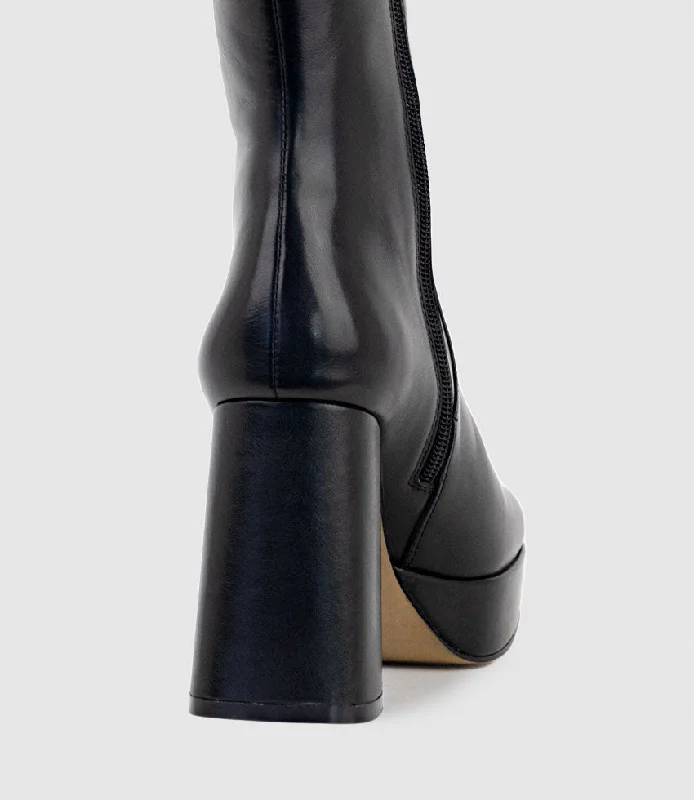 UMA95 Platform Knee High Boot in Black