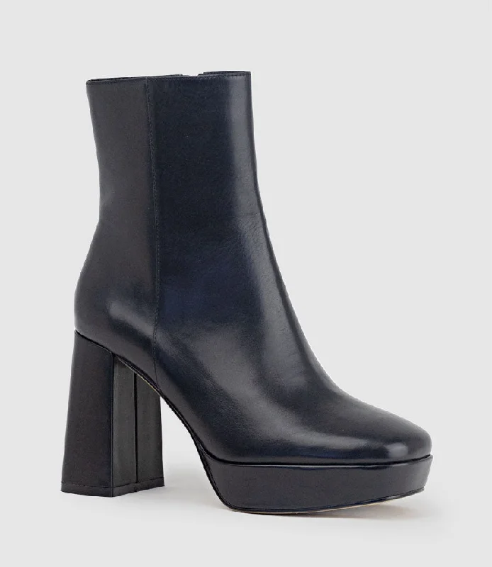 URIEL95 Platform Boot in Black Baby Calf