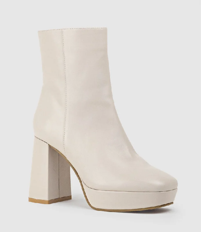 URIEL95 Platform Boot in Nude Baby Calf