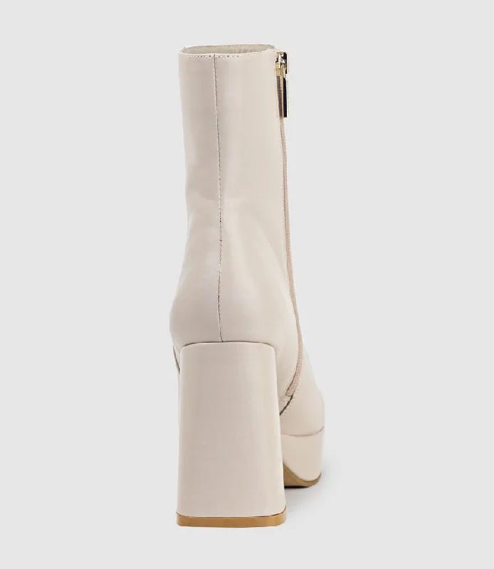 URIEL95 Platform Boot in Nude Baby Calf