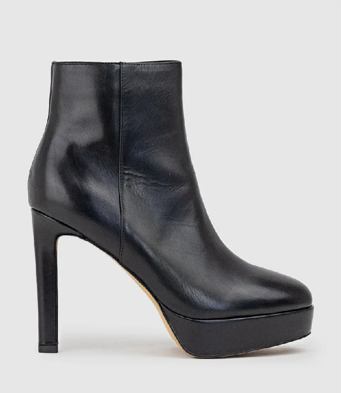 URINA110 Platform Boot in Black Baby Calf