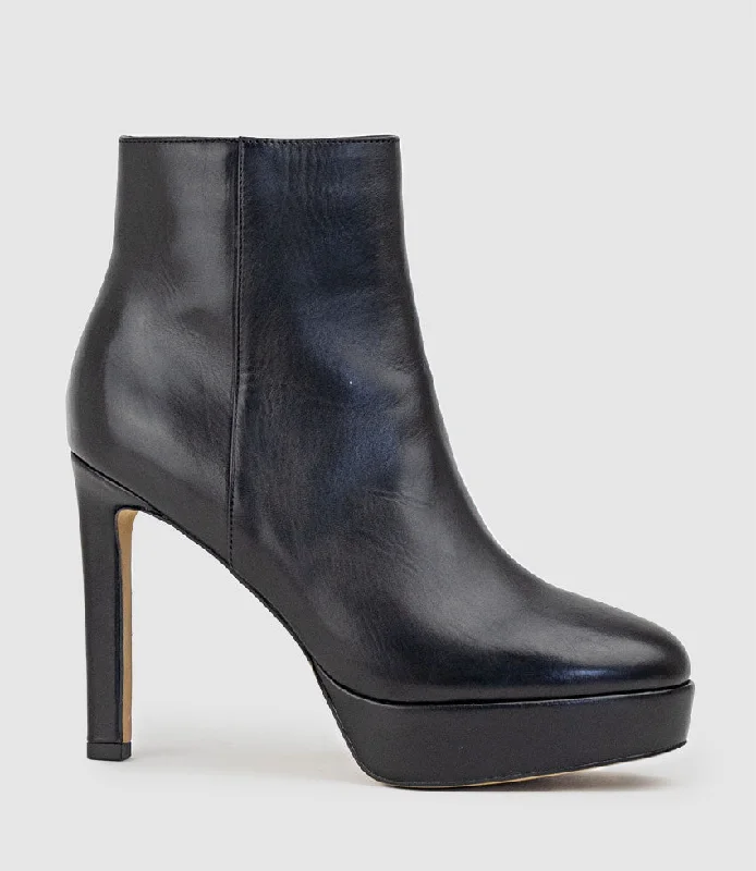 URINA110 Platform Boot in Black Baby Calf