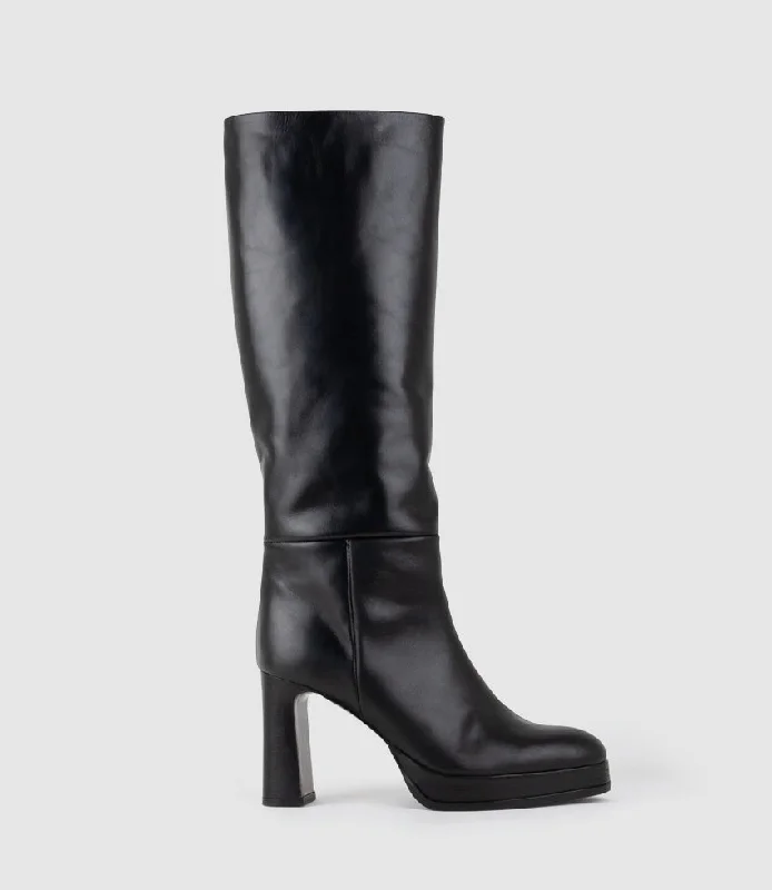 VERITA95 Platform Knee High Boot in Black