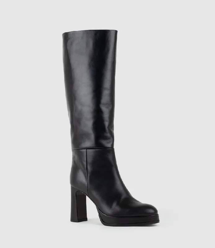 VERITA95 Platform Knee High Boot in Black