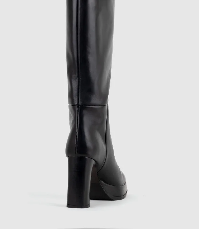 VERITA95 Platform Knee High Boot in Black