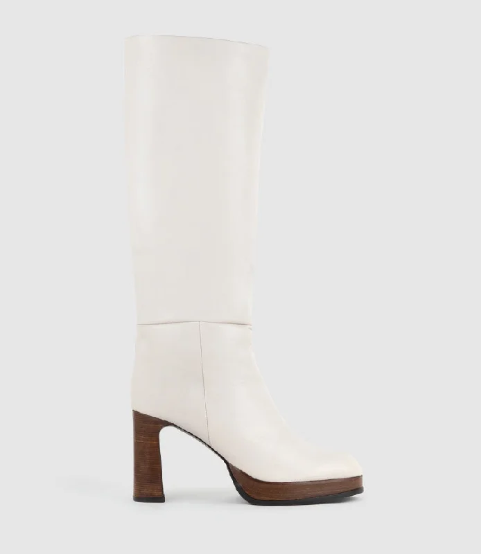 VERITA95 Platform Knee High Boot in Offwhite