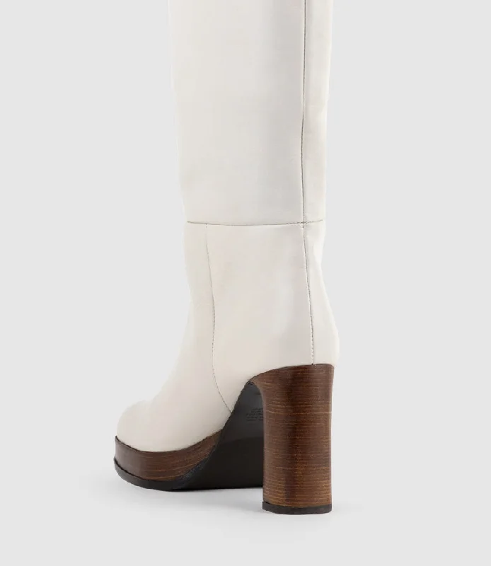 VERITA95 Platform Knee High Boot in Offwhite