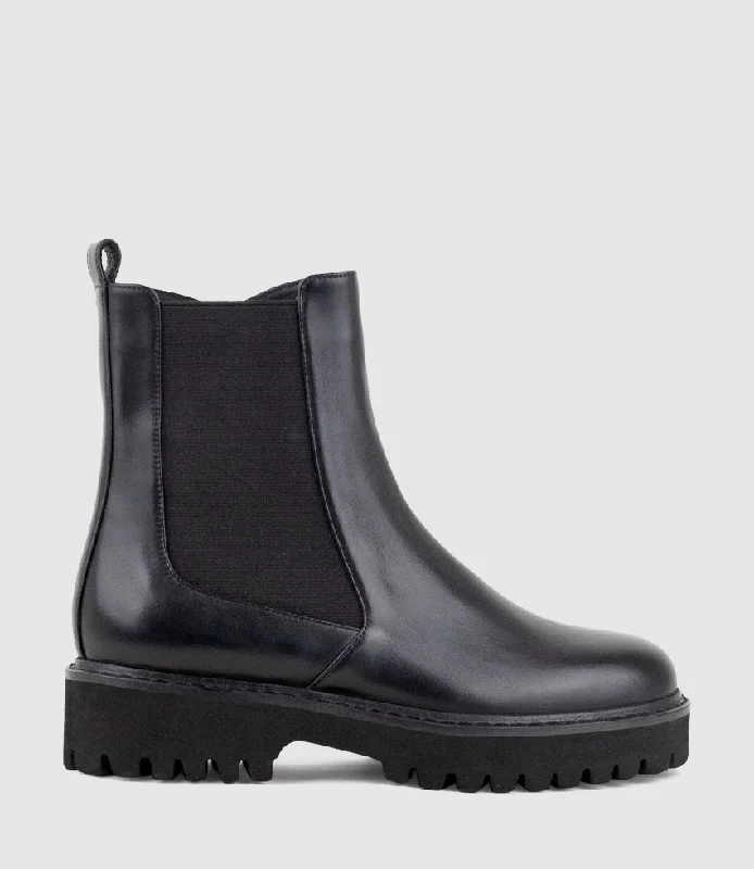 WALLACE Chukka Boot on Lug Sole in Black Calf