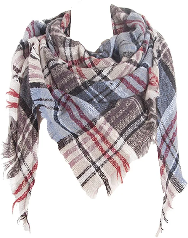 Wander Agio Womens Warm Scarf Triangle Shawls Winter Scarves Stripe Plaid Fichu Rough Surface