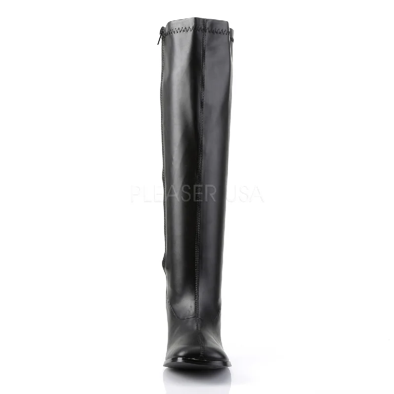 Wide Calf Black PU Gogo Boots