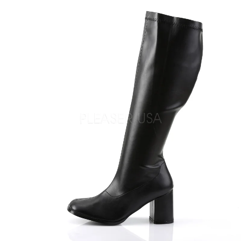 Wide Calf Black PU Gogo Boots