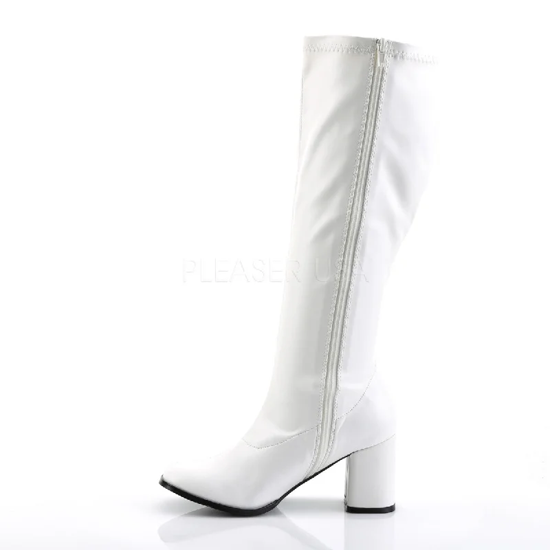 Wide Calf White PU Gogo Boots