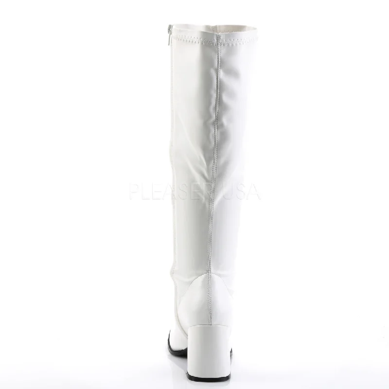 Wide Calf White PU Gogo Boots