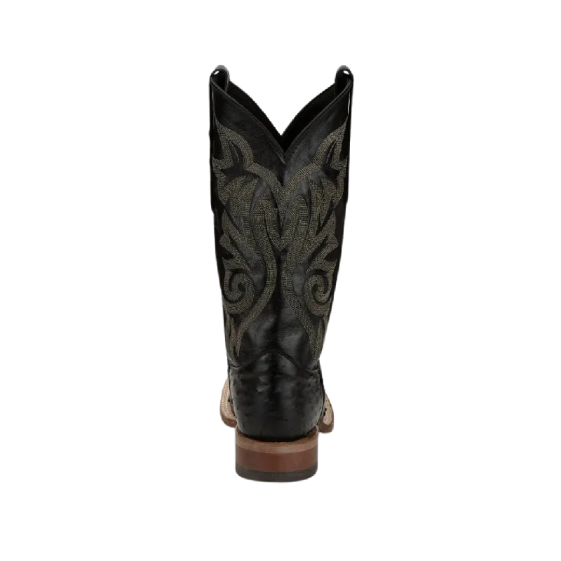 Justin Men's Pascoe Black Full Quill Ostrich Boots