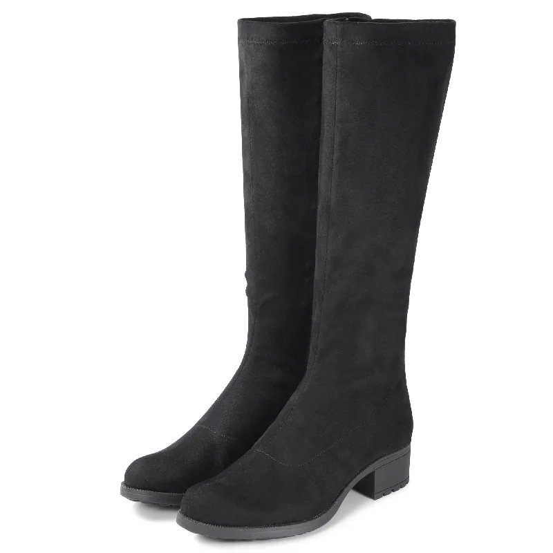 Pre-Order: Alba Suede Knee-High Boots (Nero)